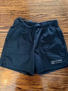 abercrombie kids black athletic drawstring shorts